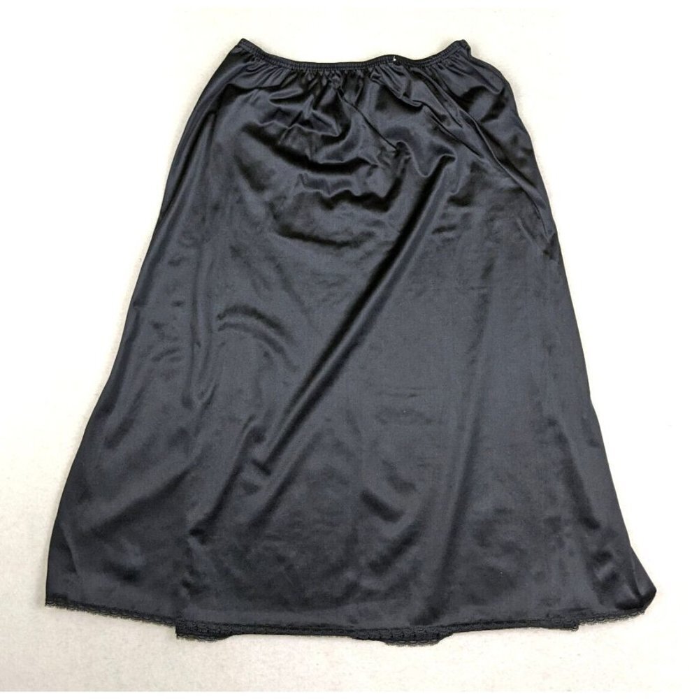 VINTAGE WOMEN'S BLACK MIDI SKIRT SLIP HALF SLIP - ADONNA - SIZE M
